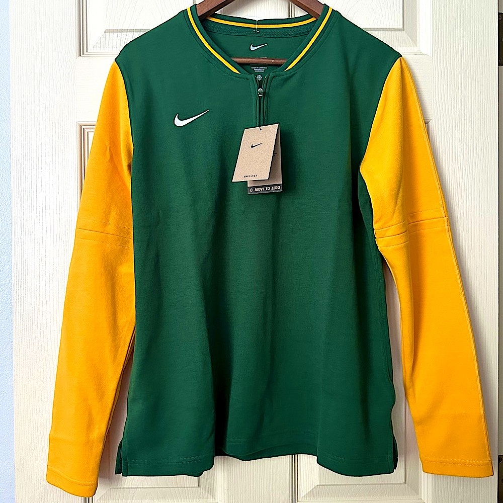 NWT Nike Dri-FIT Women’s Long Sleeve 1/4 Zip Sweatshirt/Sports Green & Yellow LG